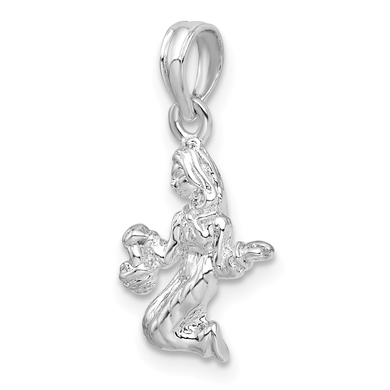 De-Ani Sterling Silver Rhodium-Plated Polished 3D Virgo Zodiac Pendant