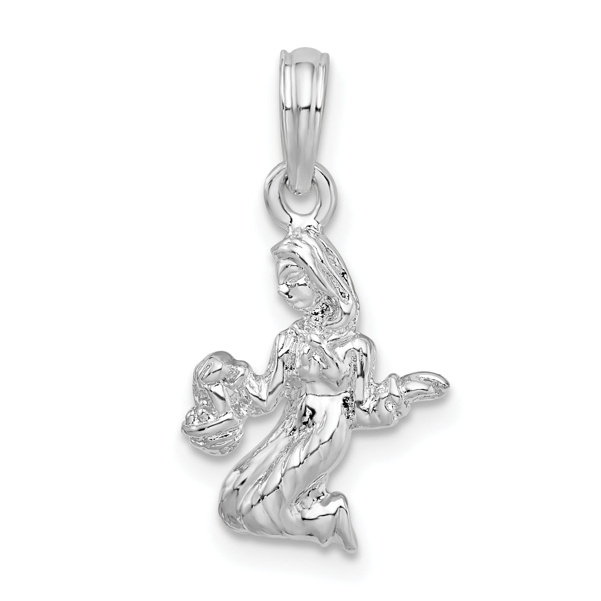 De-Ani Sterling Silver Rhodium-Plated Polished 3D Virgo Zodiac Pendant