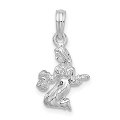 De-Ani Sterling Silver Rhodium-Plated Polished 3D Virgo Zodiac Pendant