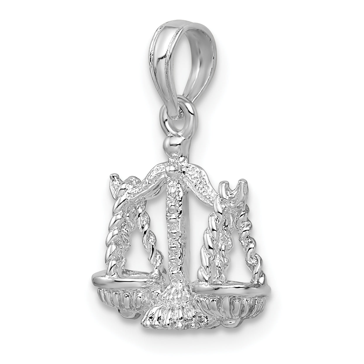 De-Ani Sterling Silver Rhodium-Plated Polished 3D Libra Zodiac Pendant