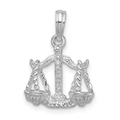 De-Ani Sterling Silver Rhodium-Plated Polished 3D Libra Zodiac Pendant