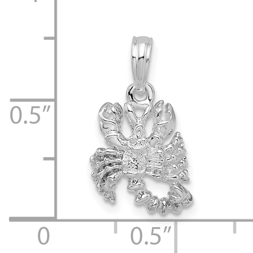 De-Ani Sterling Silver Rhodium-Plated Polished 3D Scorpio Zodiac Pendant