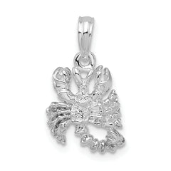 De-Ani Sterling Silver Rhodium-Plated Polished 3D Scorpio Zodiac Pendant