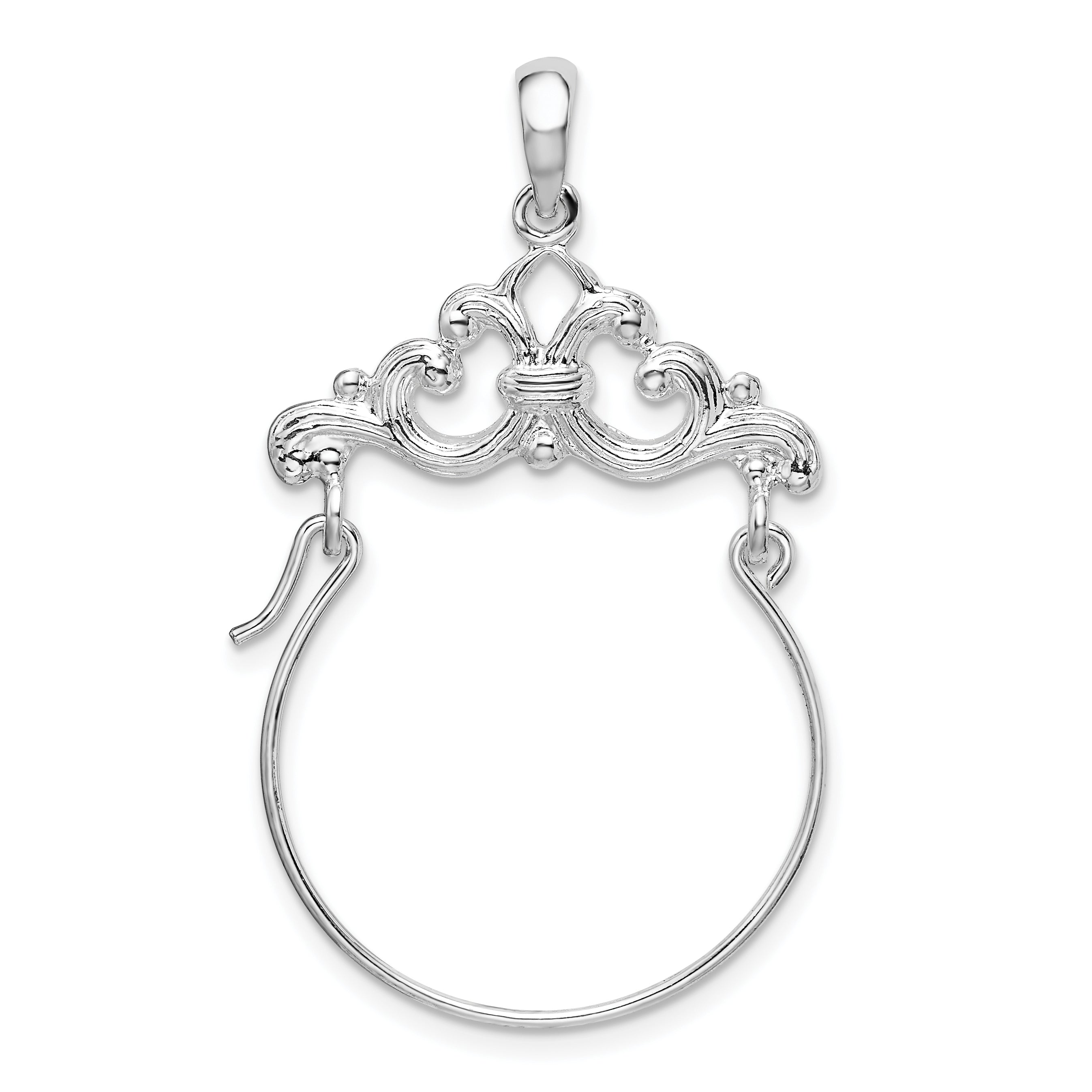 De-Ani Sterling Silver Polished Scroll Design Charm Holder