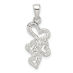 Sterling Silver Polished Multiple Heart Pendant