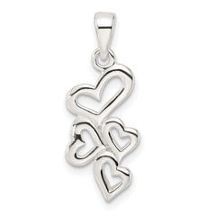 Sterling Silver Polished Multiple Heart Pendant