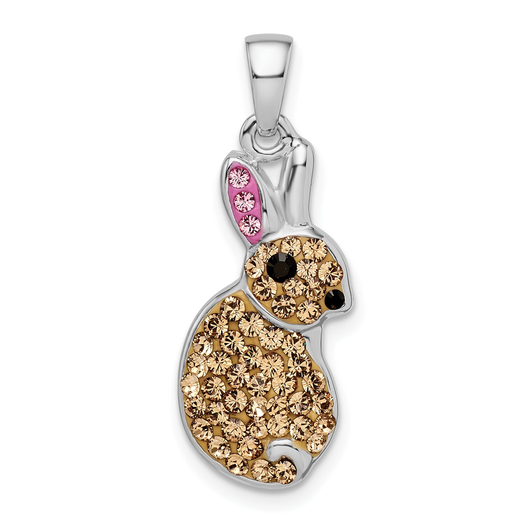 Sterling Silver Rhodium-plated Preciosa Crystal Rabbit Pendant