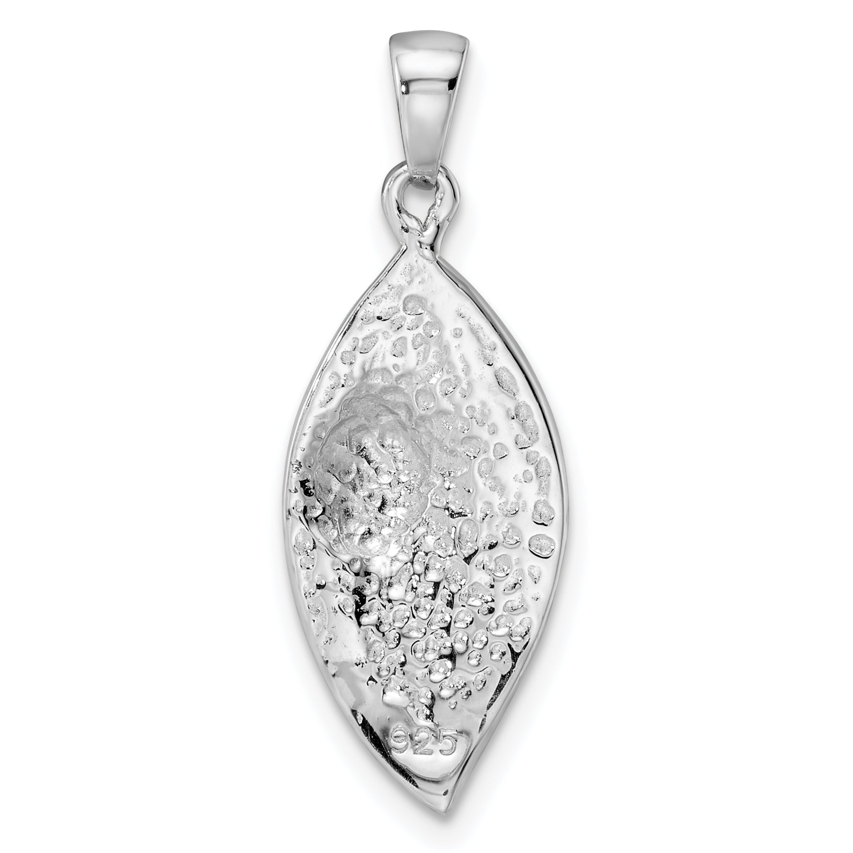 Sterling Silver Rhodium-plated Preciosa Crystal Leaf w/Ladybug Pendant