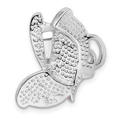 Sterling Silver Rhodium-plated Preciosa Crystal Butterfly Chain Slide