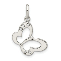 Sterling Silver Polished CZ Butterfly Pendant