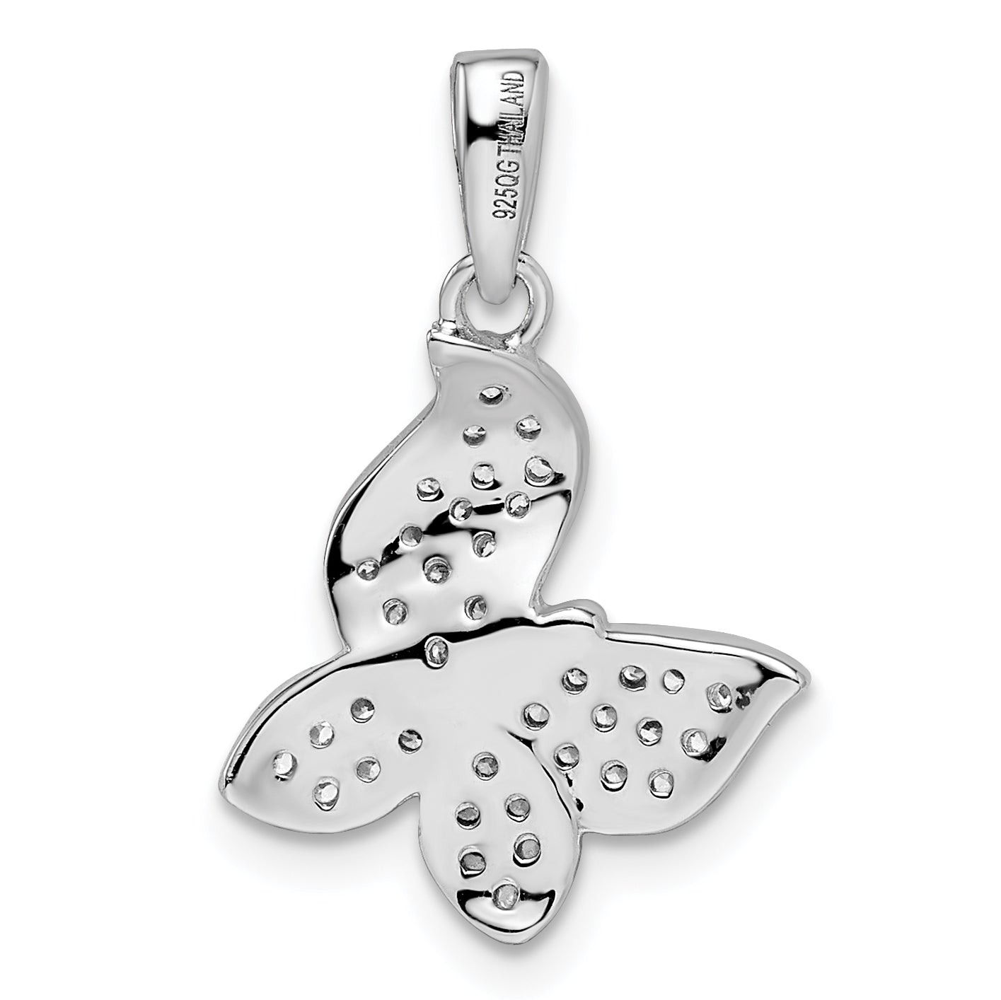 Sterling Silver Rhodium-plated CZ Butterfly Pendant