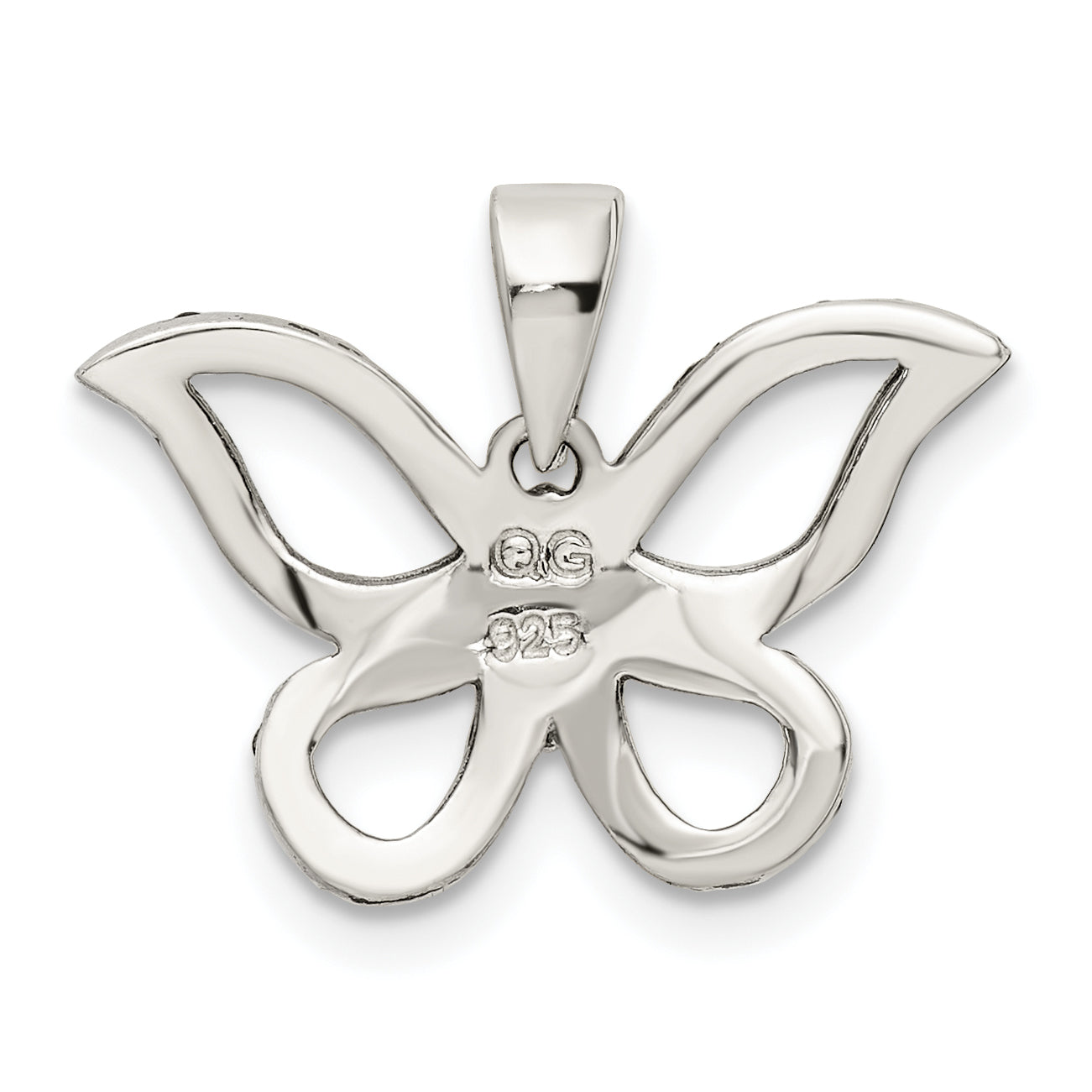 Sterling Silver Antiqued Polished Marcasite Butterfly Pendant