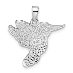 Sterling Silver Rhodium-plated Preciosa Crystal Hummingbird Pendant