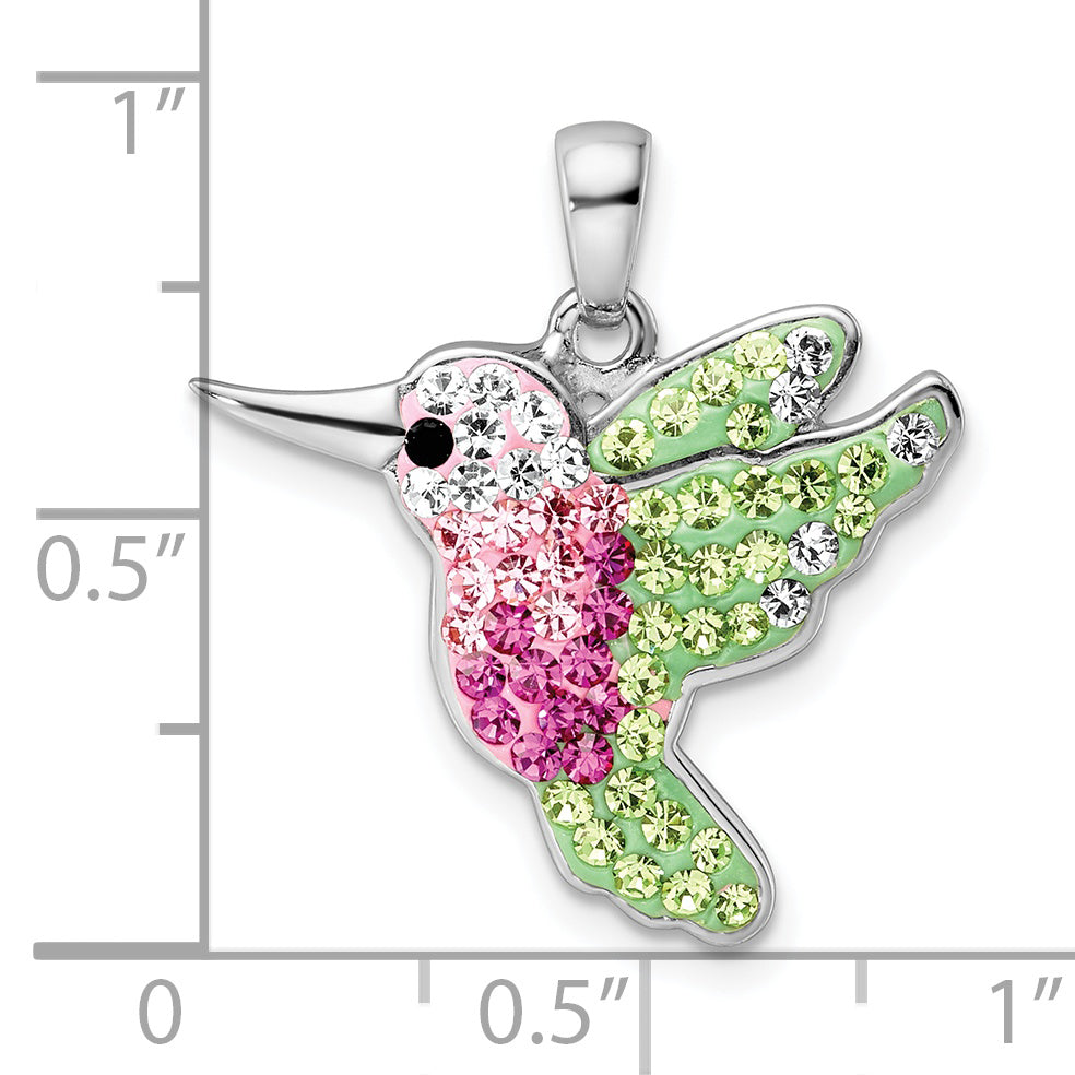 Sterling Silver Rhodium-plated Preciosa Crystal Hummingbird Pendant