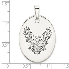 Sterling Silver Antiqued Polished Eagle Oval Pendant