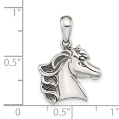 Sterling Silver Antiqued Polished Horse Pendant