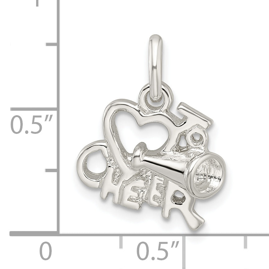 Sterling Silver Polished I Love Cheer Pendant