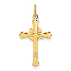 Sterling Silver Gold-plated Polished and Satin Cross and Dove Pendant