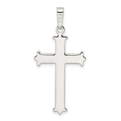 Sterling Silver Polished Fleur de Lis Cross w/Cross Center Pendant