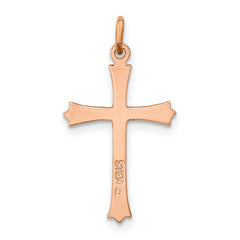 Sterling Silver Rose Gold-plated w/ Pointed Ends Cross Pendant