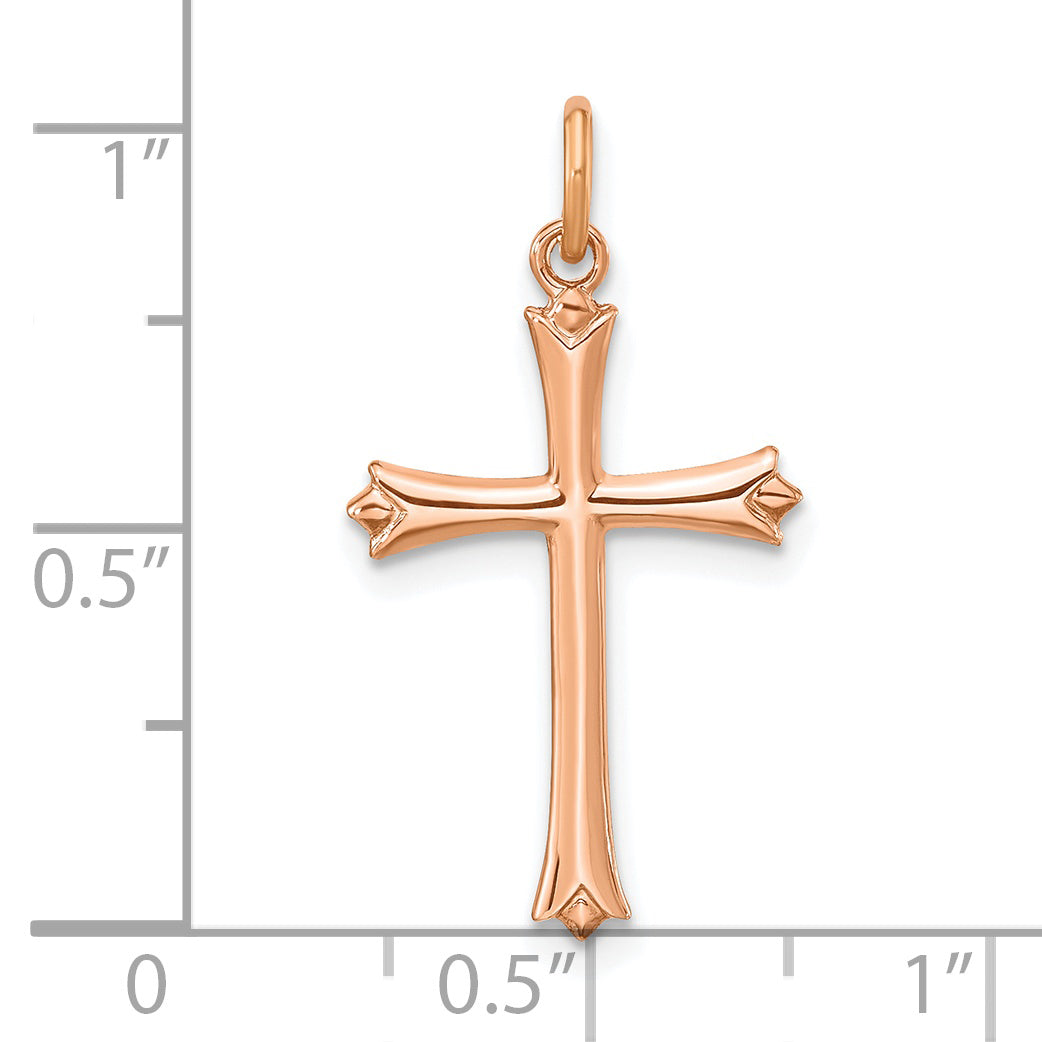 Sterling Silver Rose Gold-plated w/ Pointed Ends Cross Pendant