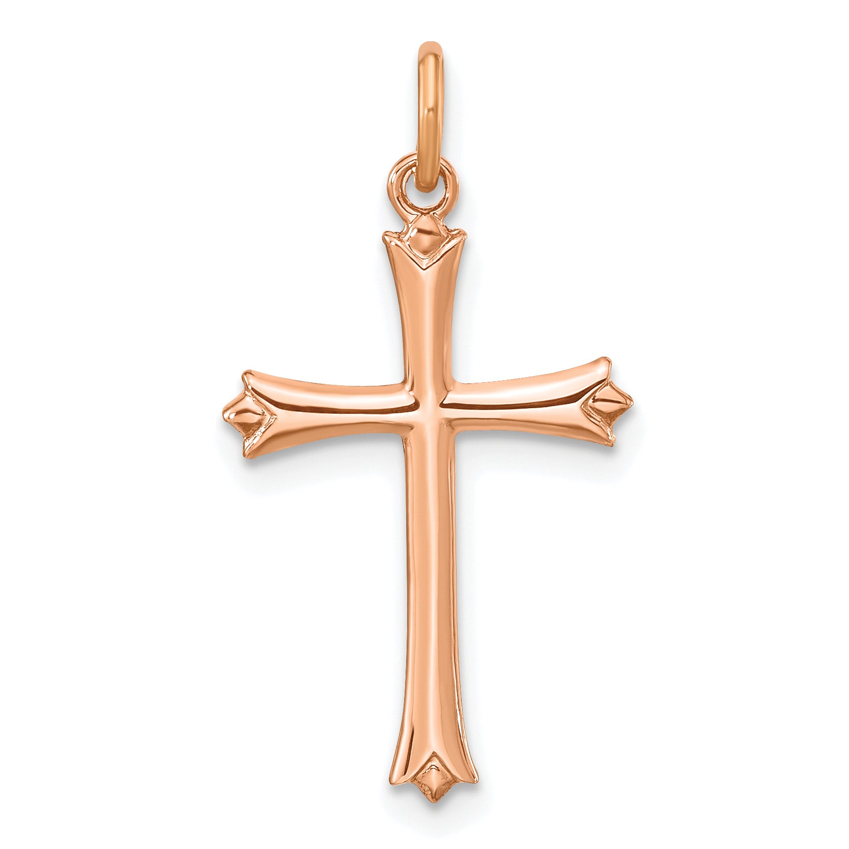 Sterling Silver Rose Gold-plated w/ Pointed Ends Cross Pendant