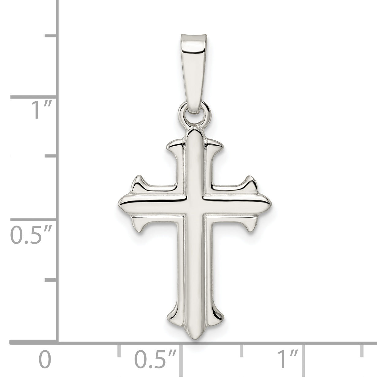 Sterling Silver Polished Fleur de Lis Cross Pendant