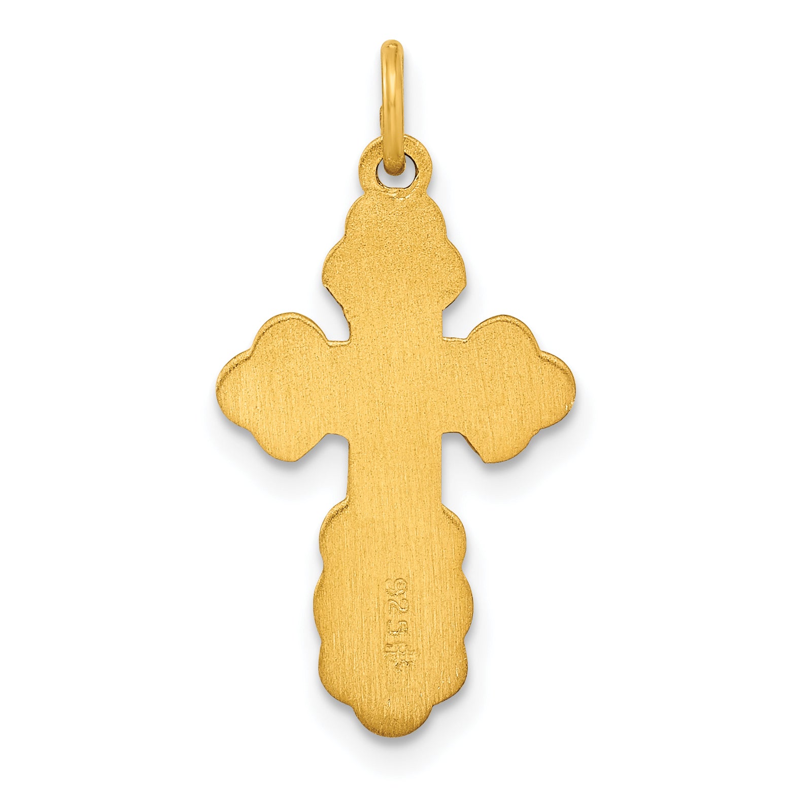 Stelring Silver Gold-tone Polished Solid Miraculous Symbols Cross Pendant