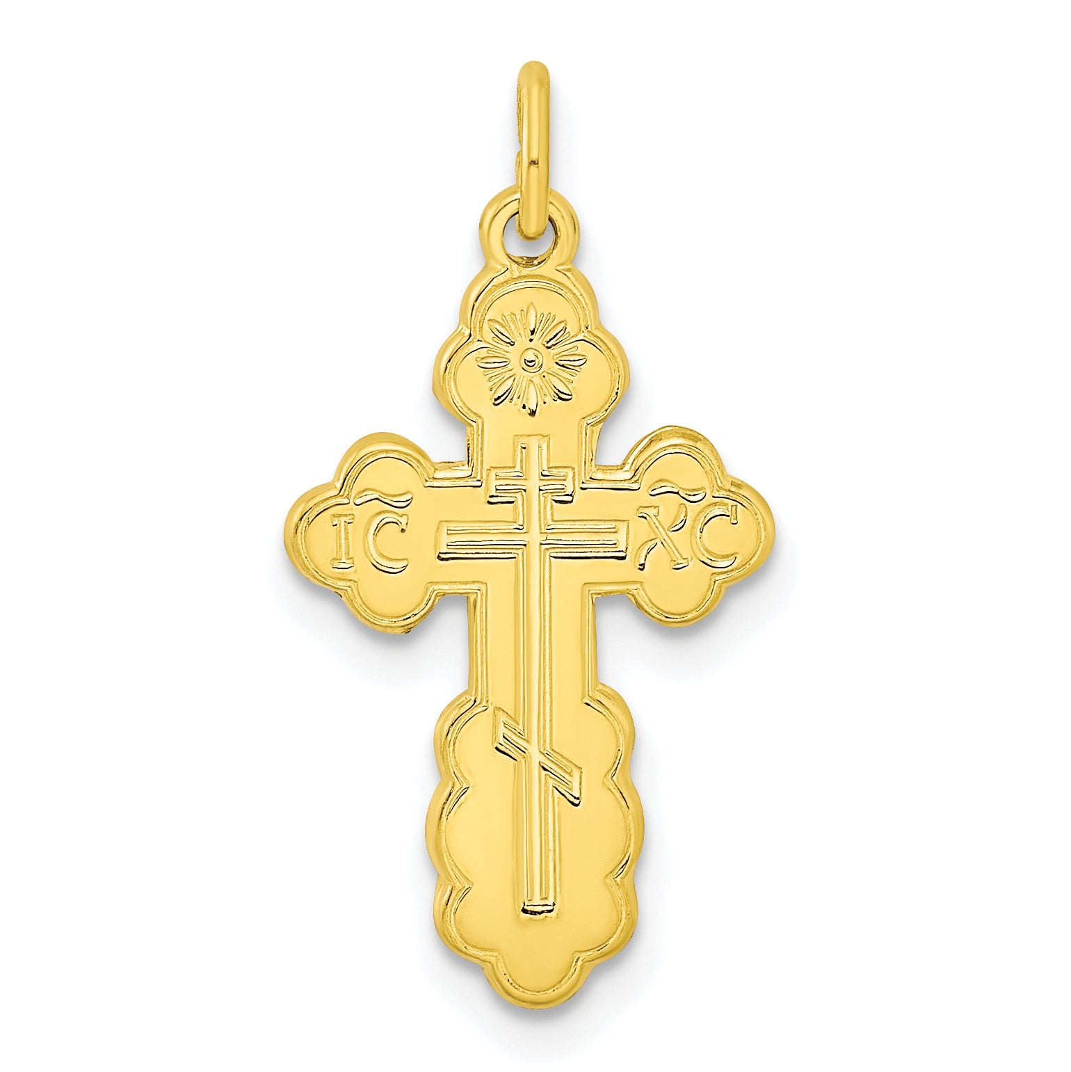 Stelring Silver Gold-tone Polished Solid Miraculous Symbols Cross Pendant