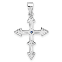 Sterling Silver Rhodium-plated CZ Cross Pendant