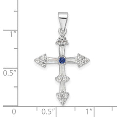 Sterling Silver Rhodium-plated CZ Cross Pendant