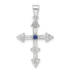 Sterling Silver Rhodium-plated CZ Cross Pendant