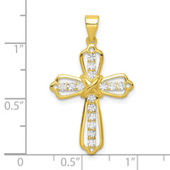 Sterling Silver Gold Tone CZ Cross Pendant