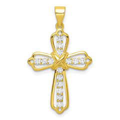 Sterling Silver Gold Tone CZ Cross Pendant