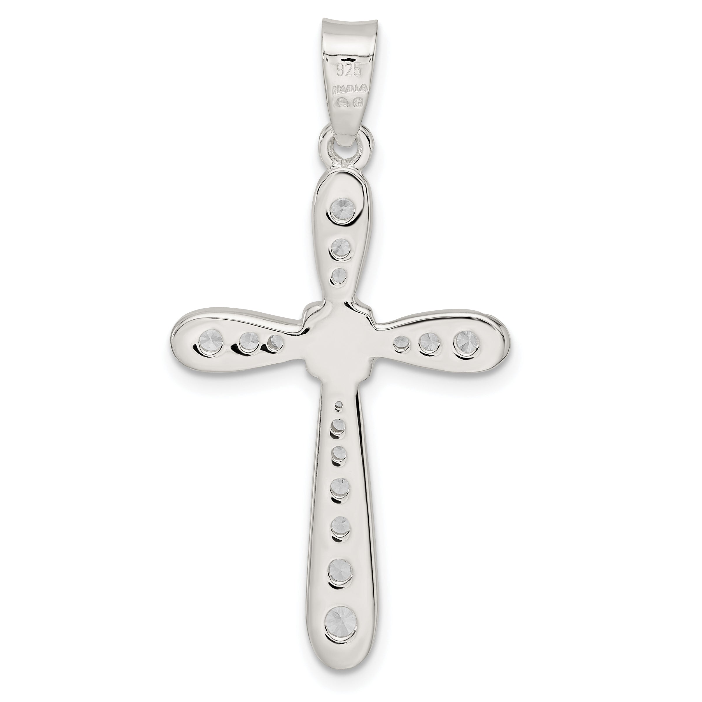 Sterling Silver CZ w/X-Center Cross Pendant