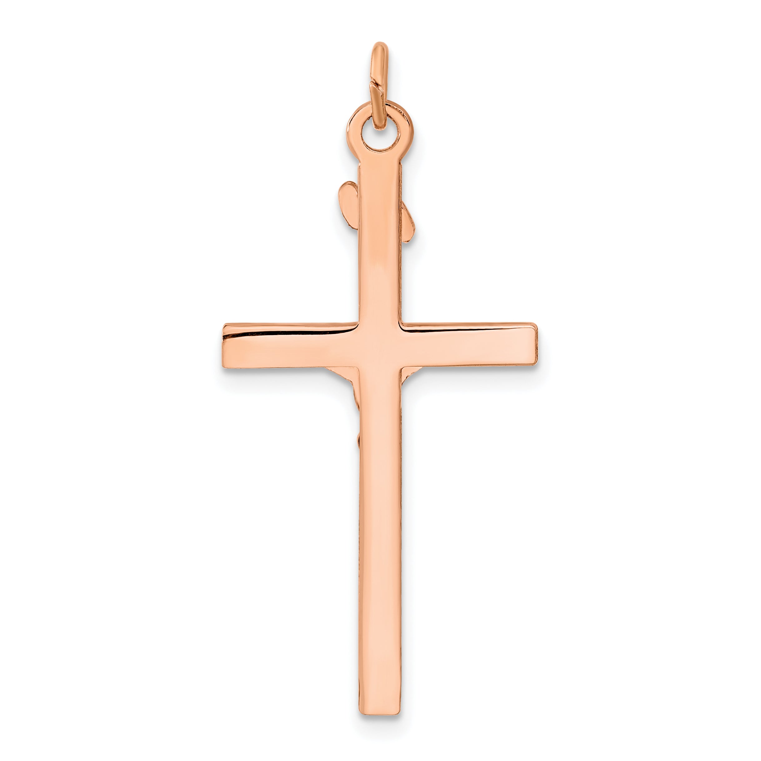 Sterling Silver Rose Gold-plated INRI Crucifix Cross Pendant