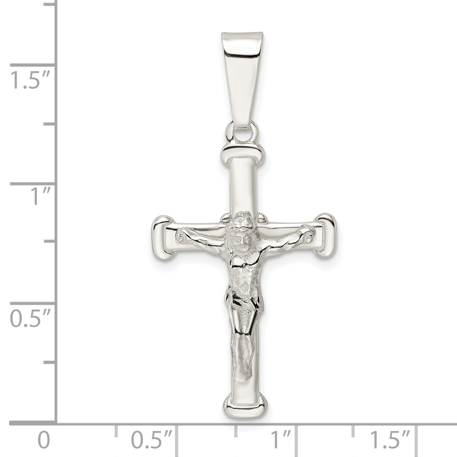 Sterling Silver Polished Crucifix Pendant