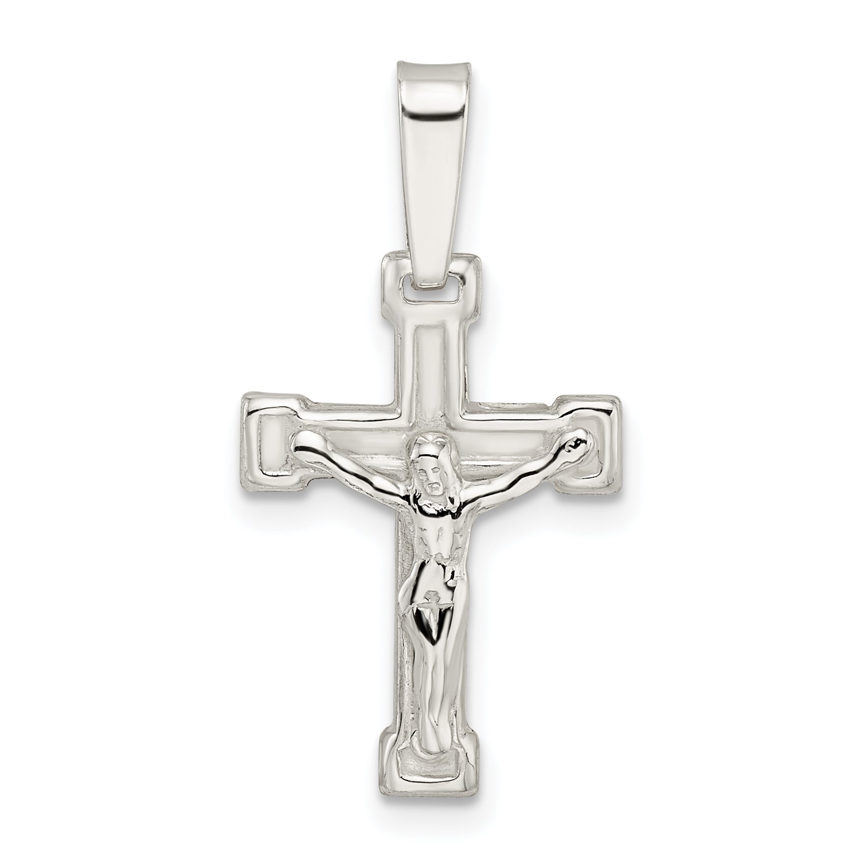 Sterling Silver Polished Crucifix Pendant