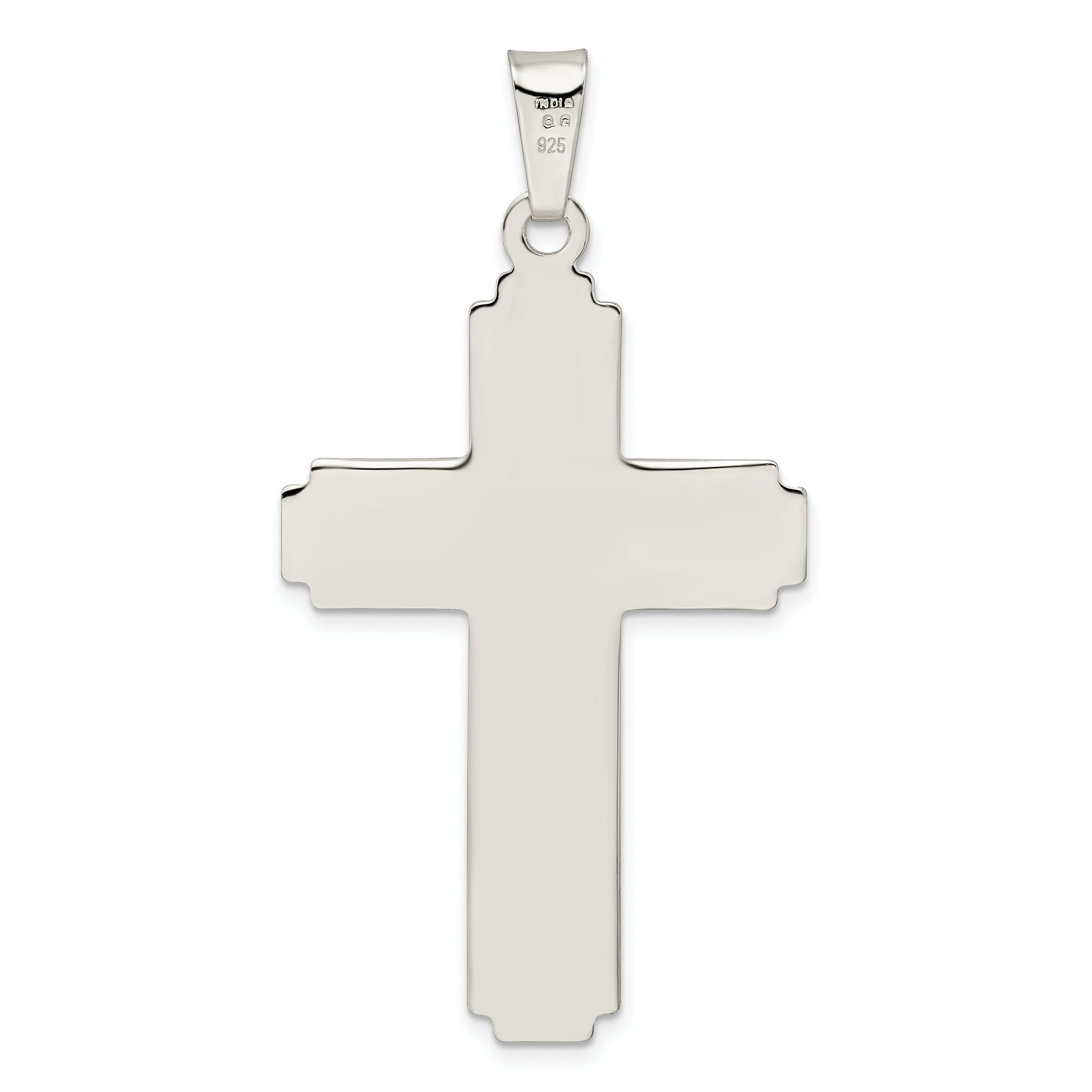 Sterling Silver Polished w/Side Lines Large Crucifix Pendant