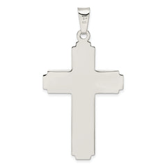 Sterling Silver Polished w/Side Lines Large Crucifix Pendant