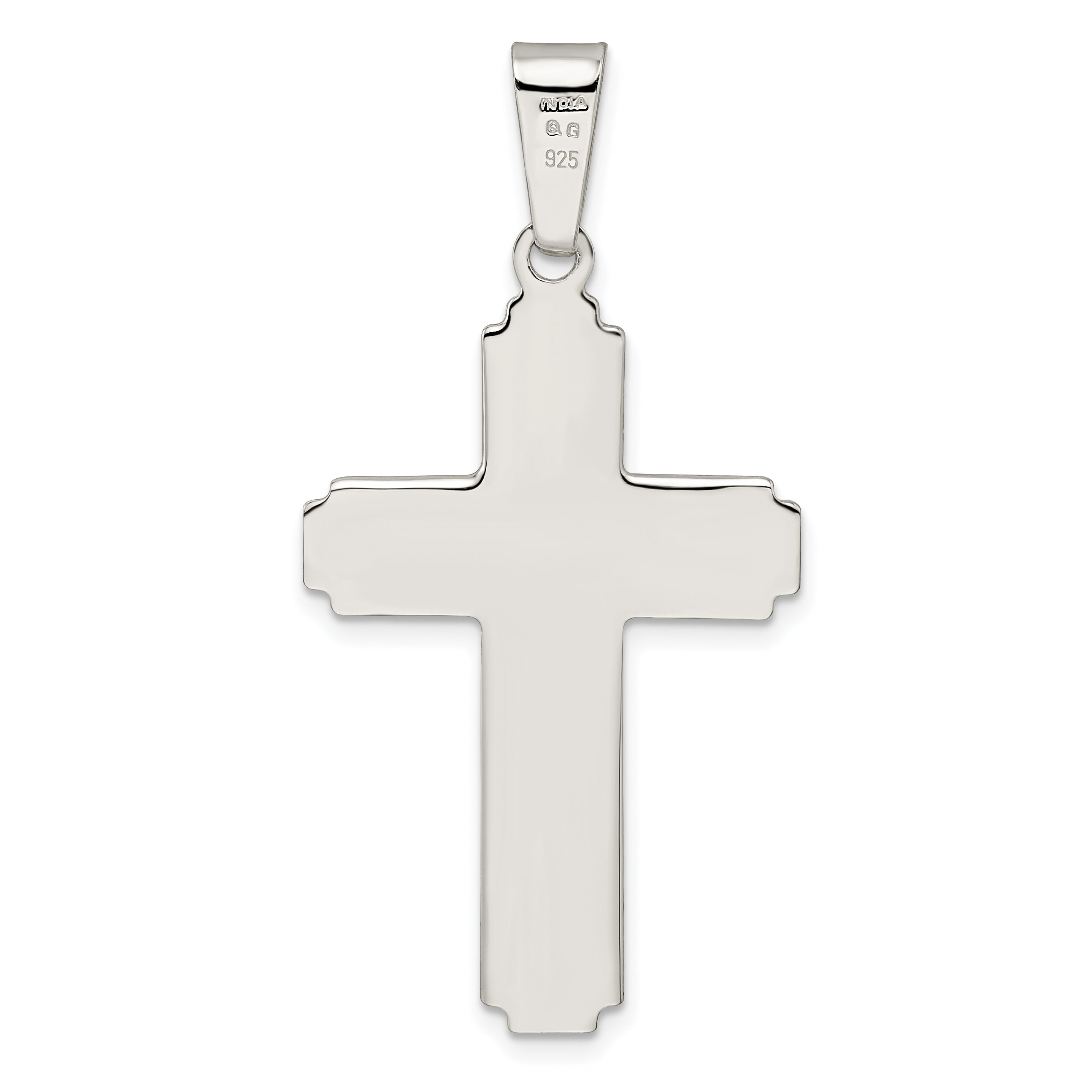 Sterling Silver Polished w/Side Lines Crucifix Pendant