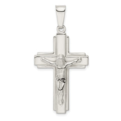 Sterling Silver Polished w/Side Lines Crucifix Pendant