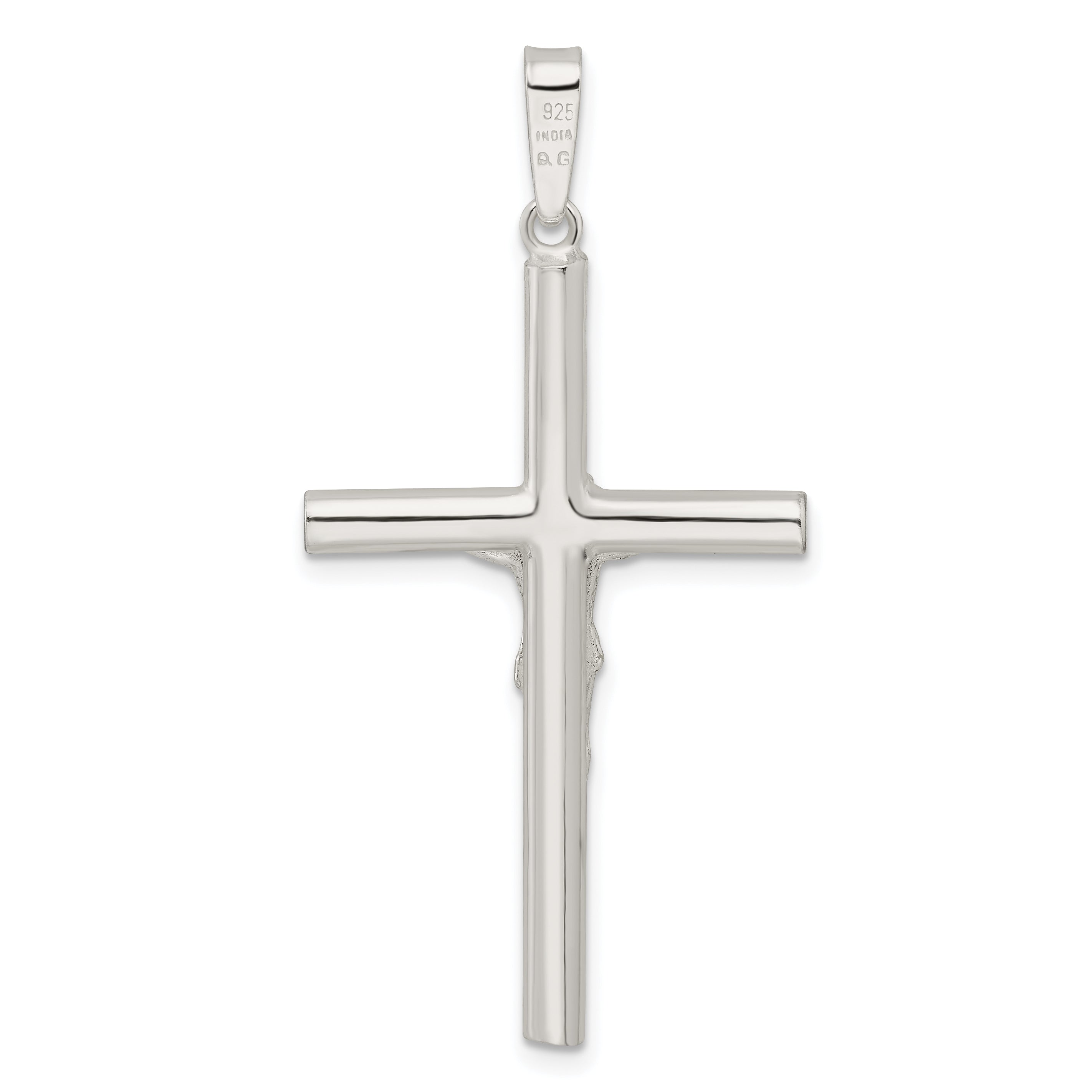 Sterling Silver Polished Large Hollow Crucifix Pendant