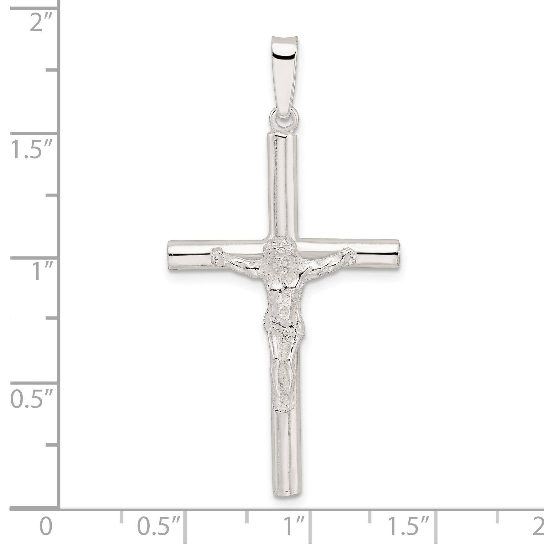 Sterling Silver Polished Large Hollow Crucifix Pendant