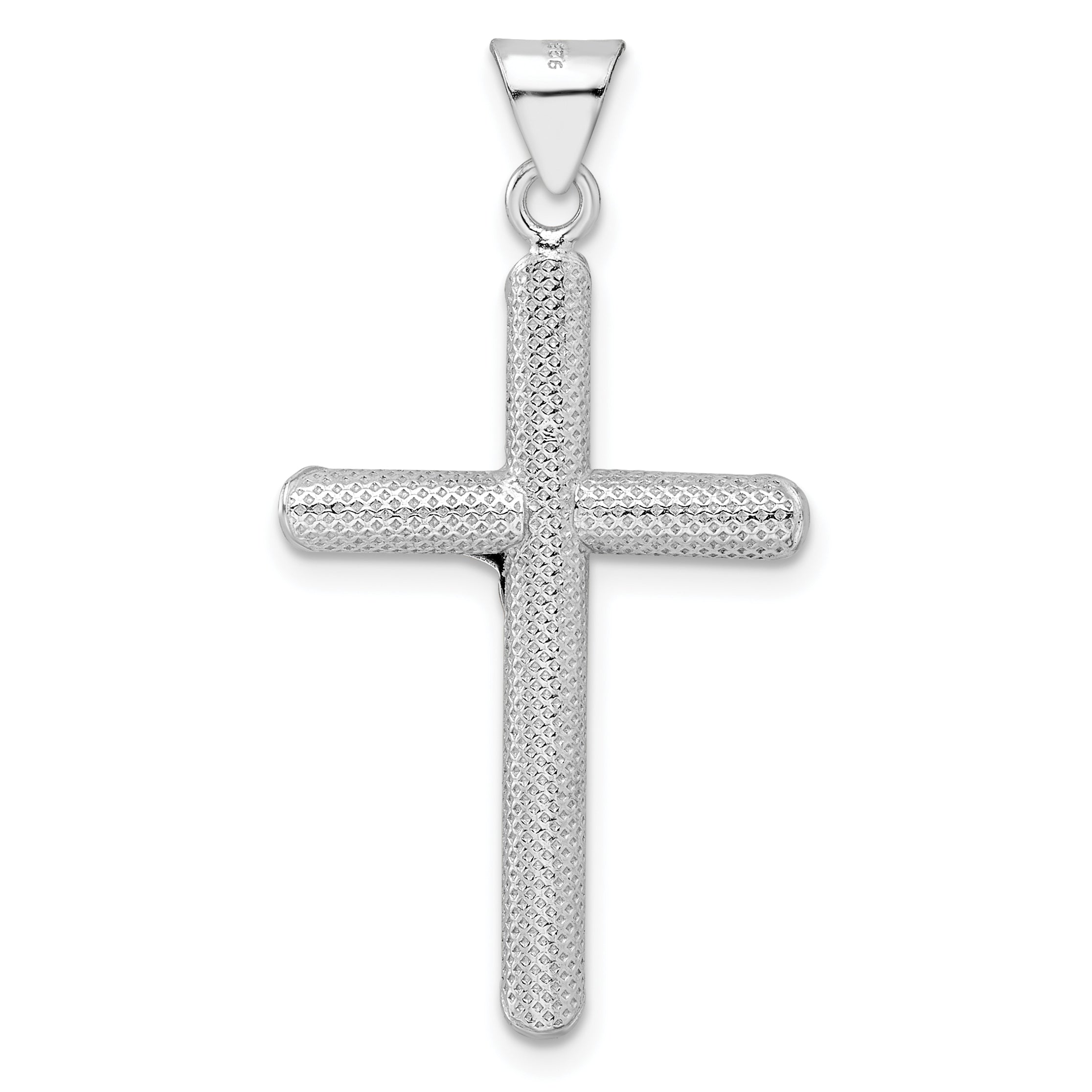 Sterling Silver RH-plate & Gold-tone Polished & Textured Crucifix Pendant