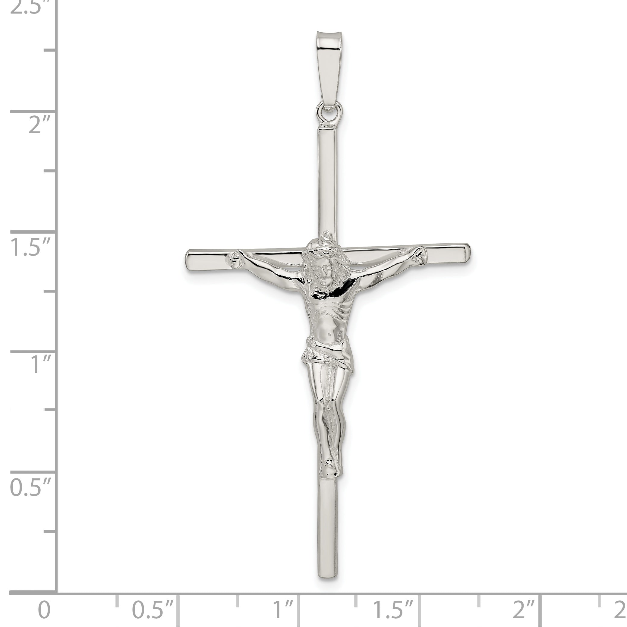 Sterling Silver Polished Large Hollow Crucifix Pendant