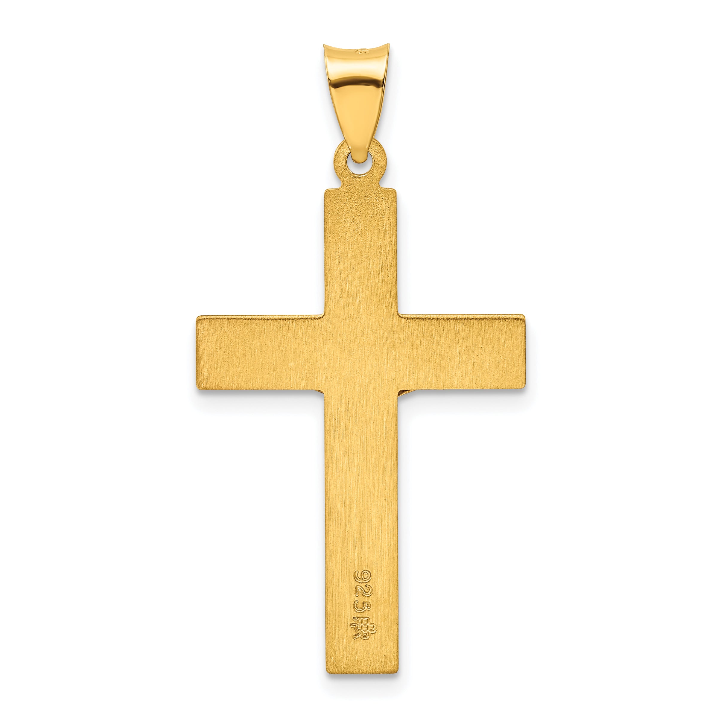 Sterling Silver Gold-tone Polished Solid INRI Crucifix Pendant