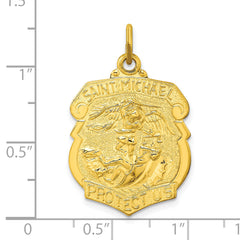 Sterling Silver Gold-tone Polished Solid Saint Michael Medal Pendant