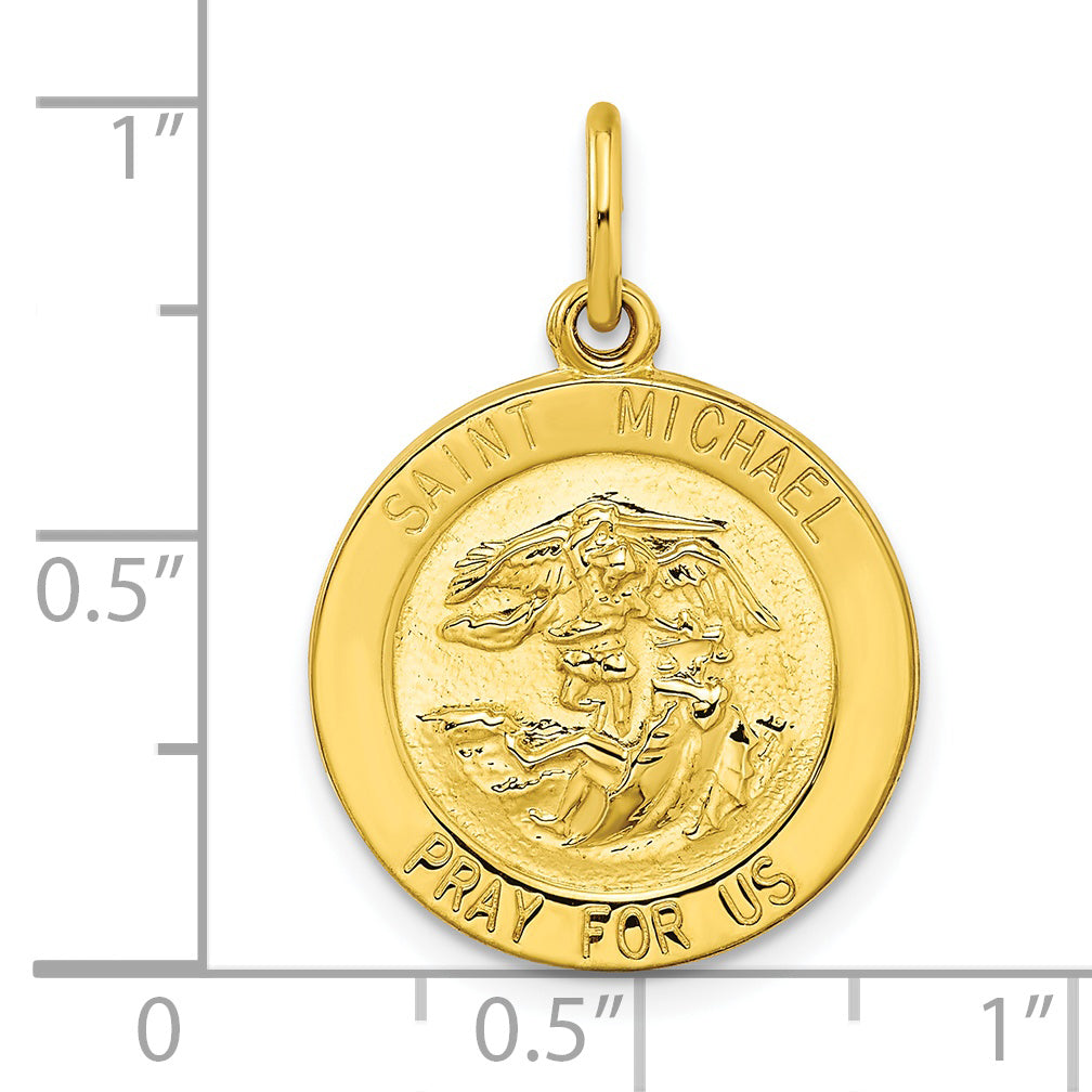 Sterling Silver Gold-tone Polished Solid Saint Michael Medal Pendant