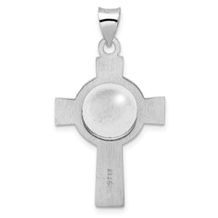 Sterling Silver Rhodium-plated Polished Solid St Michael Cross Pendant